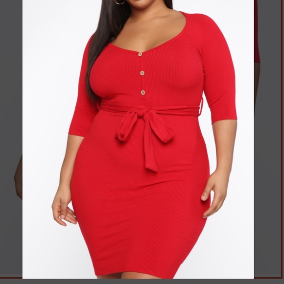 Fashion Nova Dresses & Skirts - Plus Size Red Button Up Mini Dress